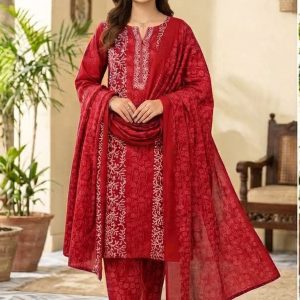 100% Cotton Bautic Print 3 pcs- red